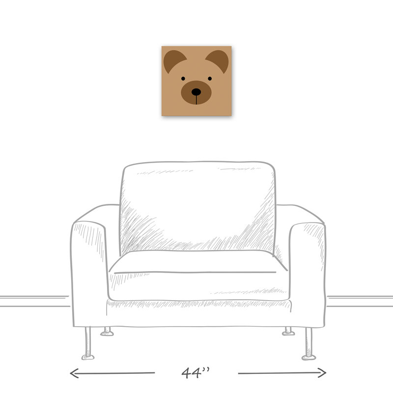 Art pour amis ours face Marko, Toile tendue, H 12 po x l 12 po x P 1,25 po