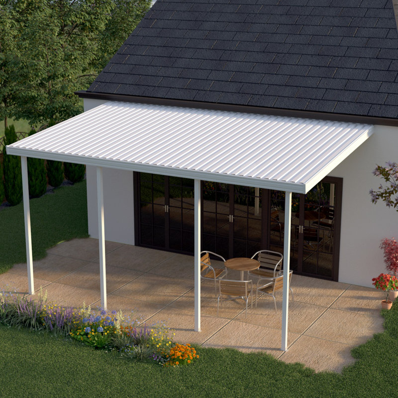 Auvent de patio incliné, Blanc, l 192 po x P 120 po