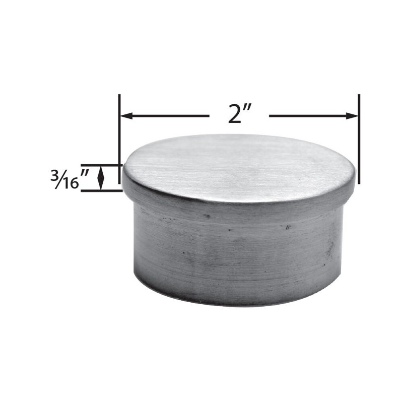 Embout plat noir mat de 2 po de diamètre extérieur de 2 po Rail Rail - 1 paquet, Noir mat