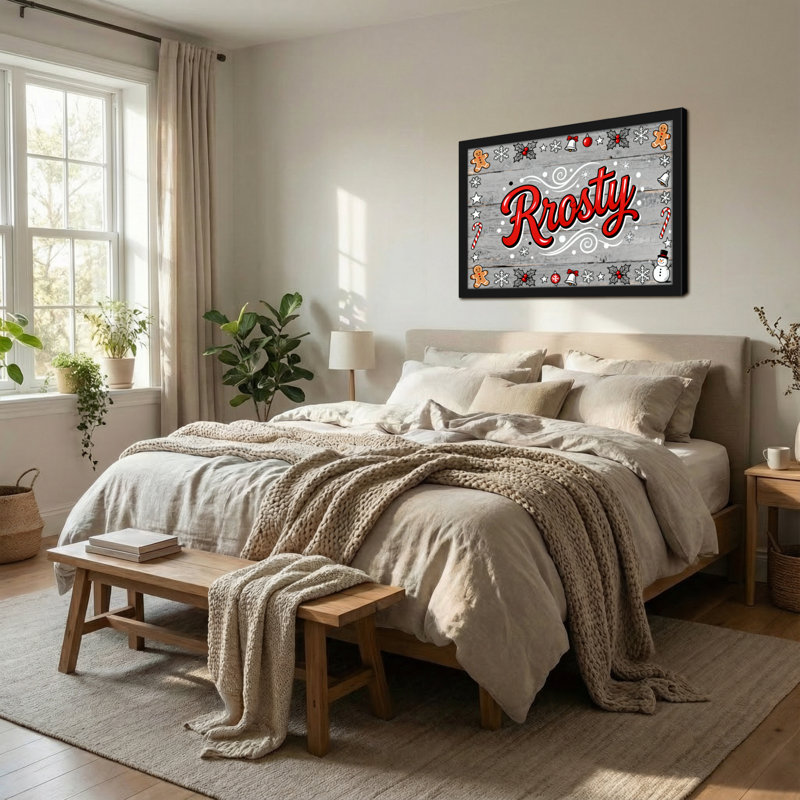 Motif de Noël avec nom et décorations de Noël, H 12 po x l 18 po