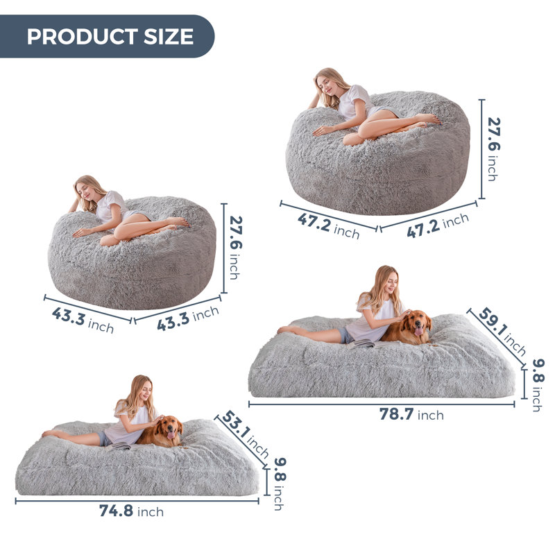 Fauteuil à billes en polyester, H 43,3 po x l 43,3 po x P 27,6 po, Polyester gris