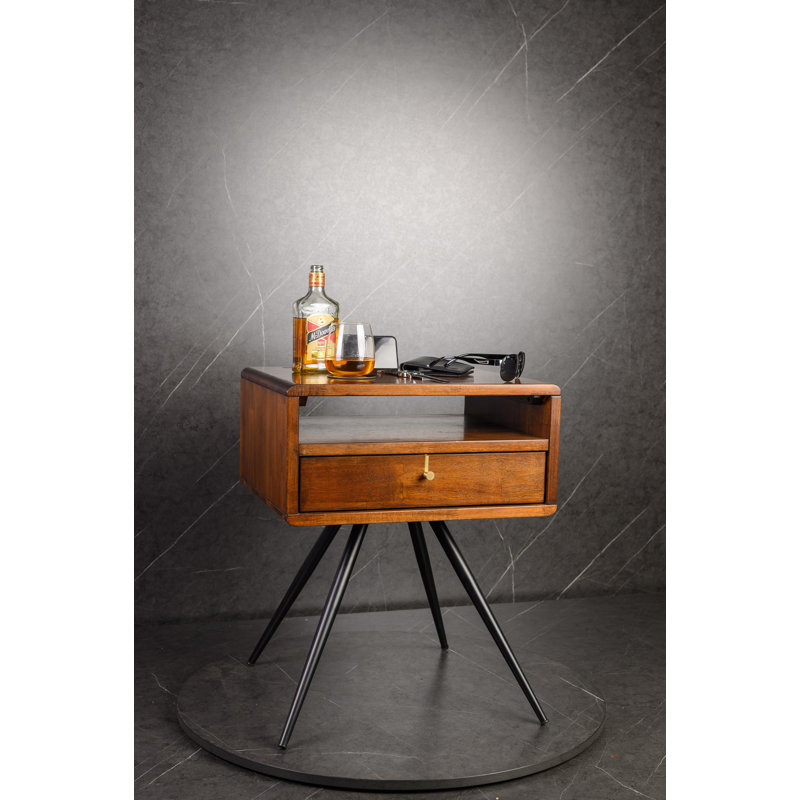 Marigold 48cm W Solid Wood Bedside Table
