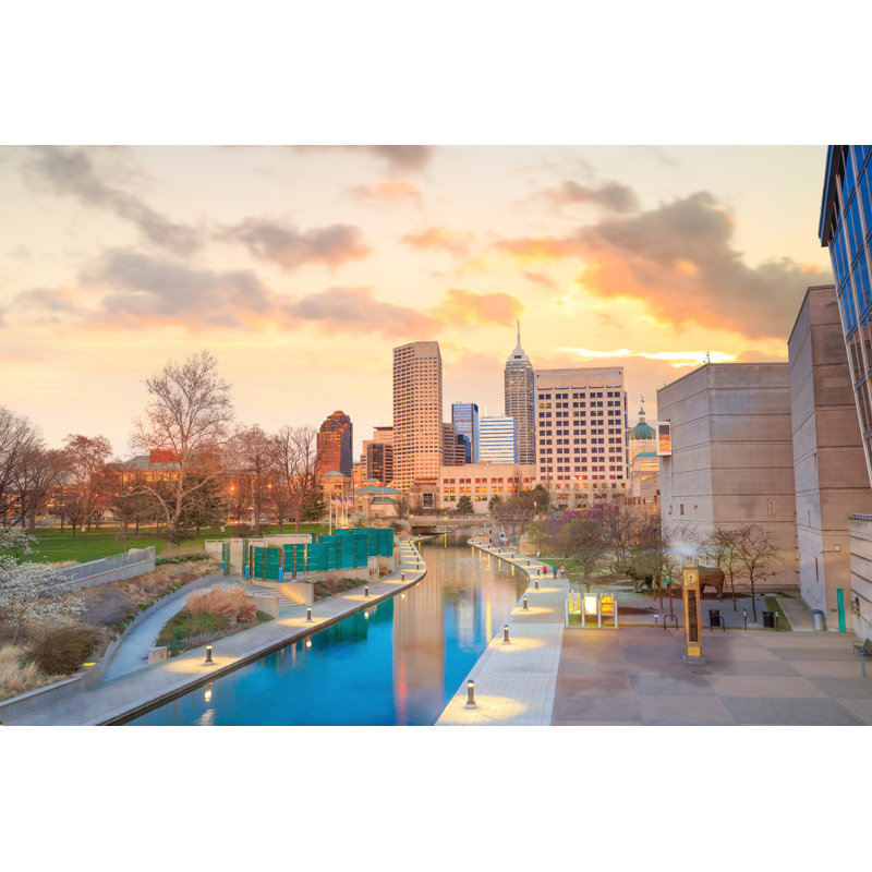 Kinmundy Indianapolis Skyline - Wrapped Canvas Print, 30cm H x 46cm W x 3.8cm D