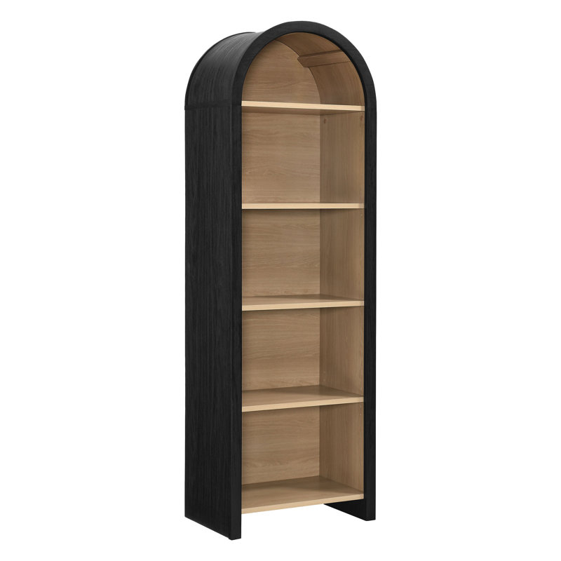 Evie Arched Narrow Black Bookcase Display Cabinet