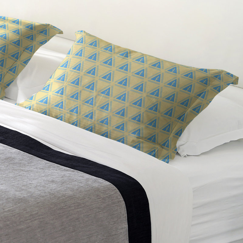 Taie décorative de coussin d’arbre minimaliste classic Theo Nath, Polyester, Grand, Jaune / Bleu ciel