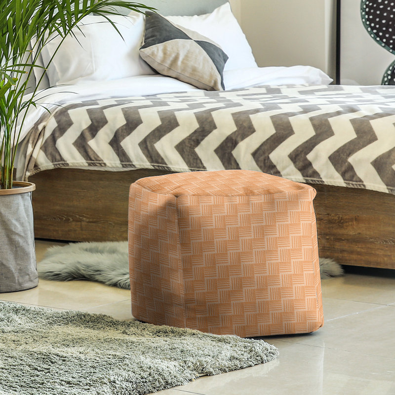 Repose-pieds cubique à rayures classic basketweave, Orange