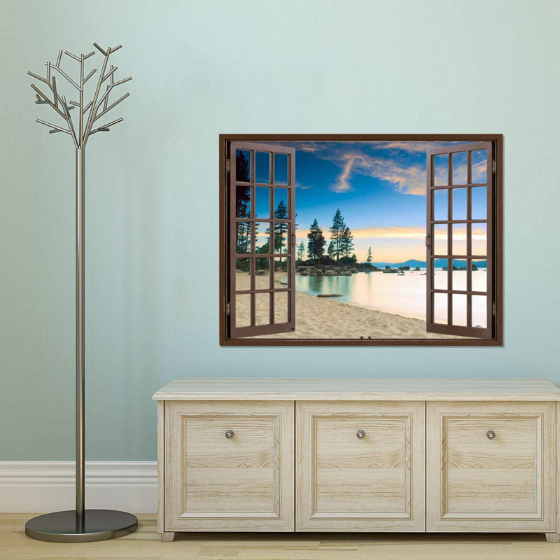 Window Brown Scenery Peel & Stick Border, 36" W x 48" L