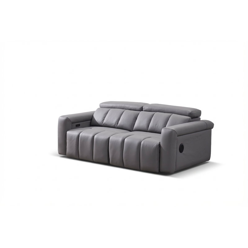 Dallas Leather 3 Seater Power Recliner Sofa, Grey
