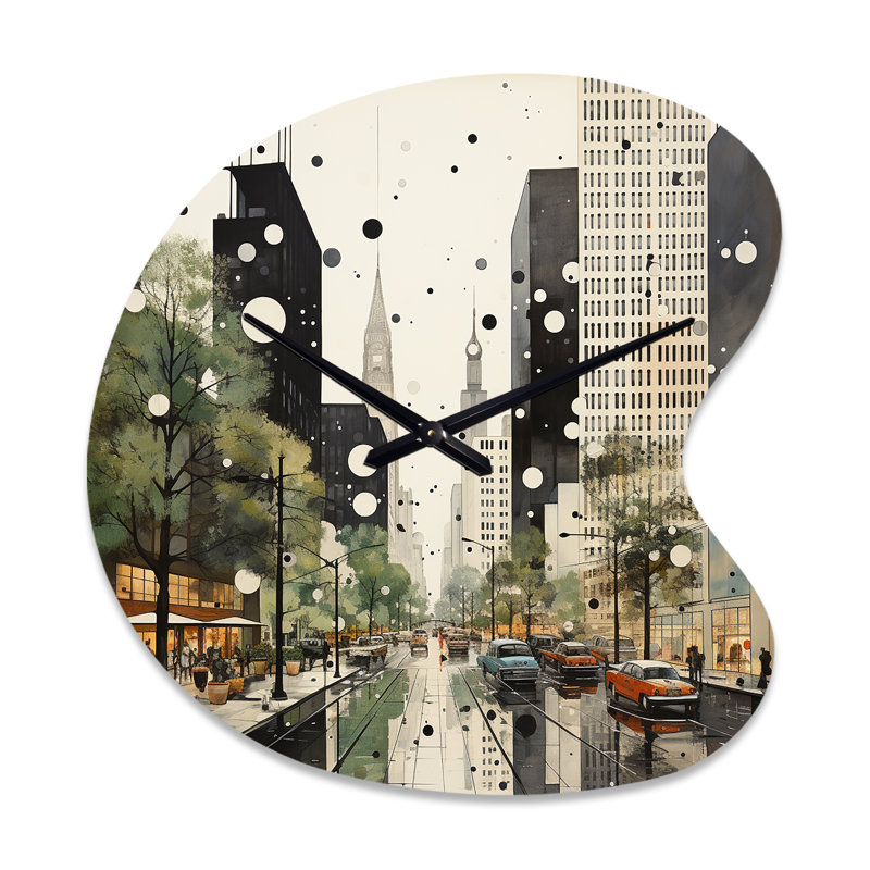 Horloge grise verte Mid Century Architectural Elegance - Mid-Century, Petit