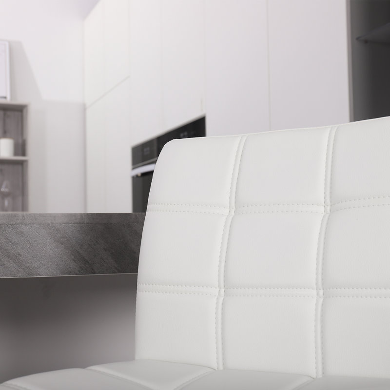 Tabouret de comptoir pivotant et réglable en hauteur 32,5 po Ludly, Blanc, 1