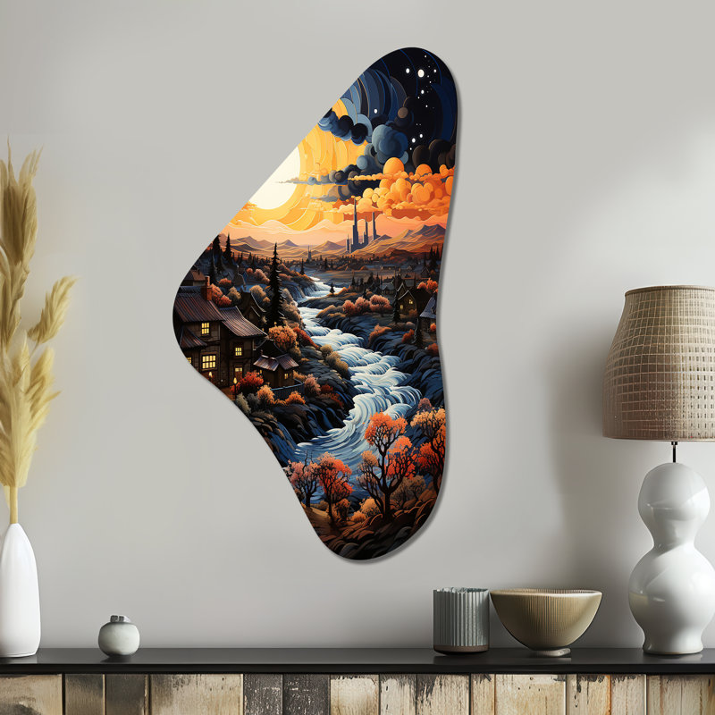 Jan - art mural asymétrique en métal Vangogh Boomerang, H 39 po x l 21 po