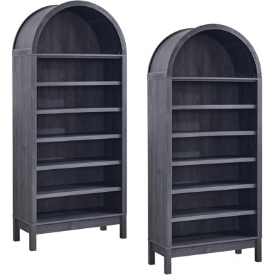 Armoire à chaussures 31,1 po, armoire à chaussures arquée avec 7 niveaux, armoire à chaussures en bois avec tablettes réglables, range-chaussures autoportant - noir