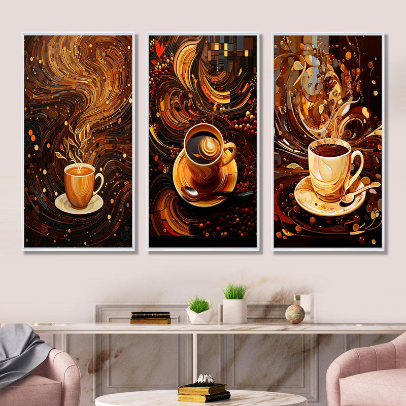 Coffee Dreamy Mug, 28" H x 36" W, White Floater Framed