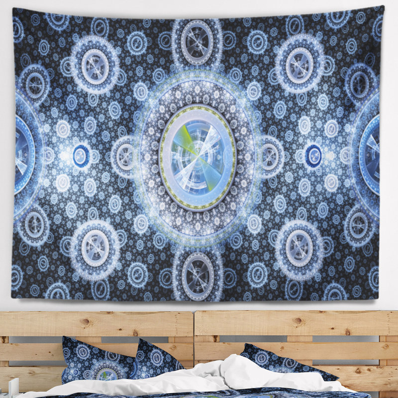 Tapisserie psychédélique relaxing abstract clear blue, H 78 po x l 92 po