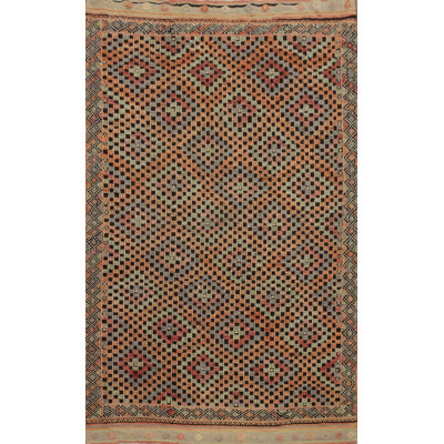 Tapis géométrique en laine Kilim 7 x 10 avec un attrait intemporel