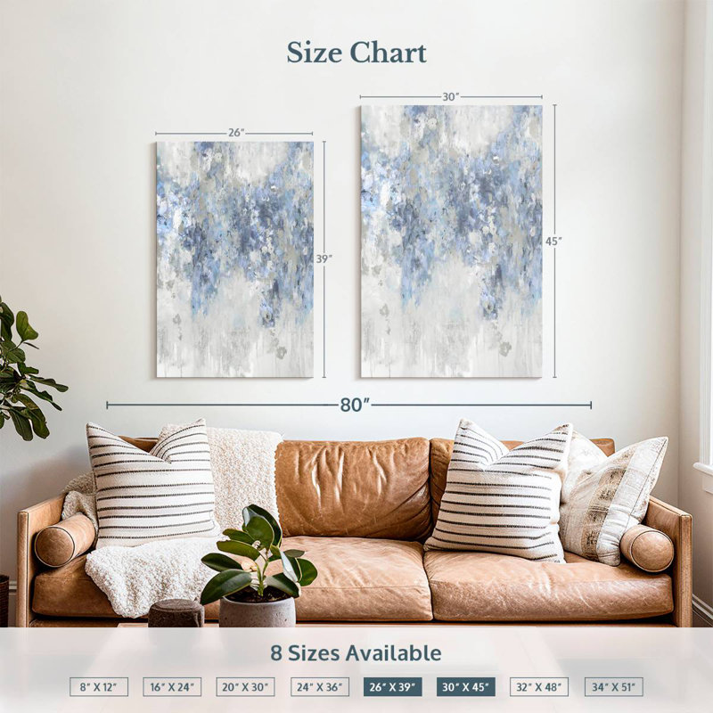 Avery Cascade Blue With Silver, 39" H x 26" W