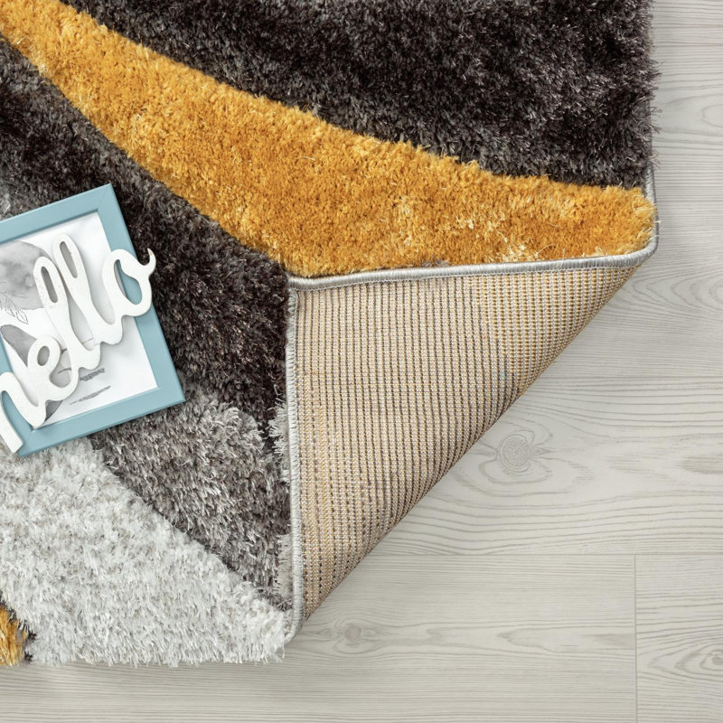 Tapis jaune à motif géométrique Koo, Rectangle 8 pi x 10 pi