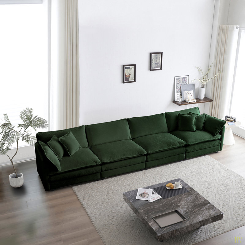 Canapé modulaire Free Free, canapé modulaire, canapé 4 places, canapé modulaire, chenille, Chenille verte