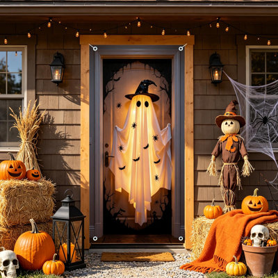 35 x 72 po Halloween porte suspendue balançoire fantôme porte rideau porte d'Halloween et décoration murale fête de fête