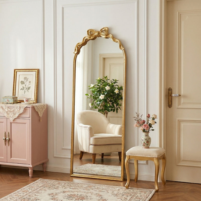 Miroir de plancher arqué antique antique, 55 po x 21 po