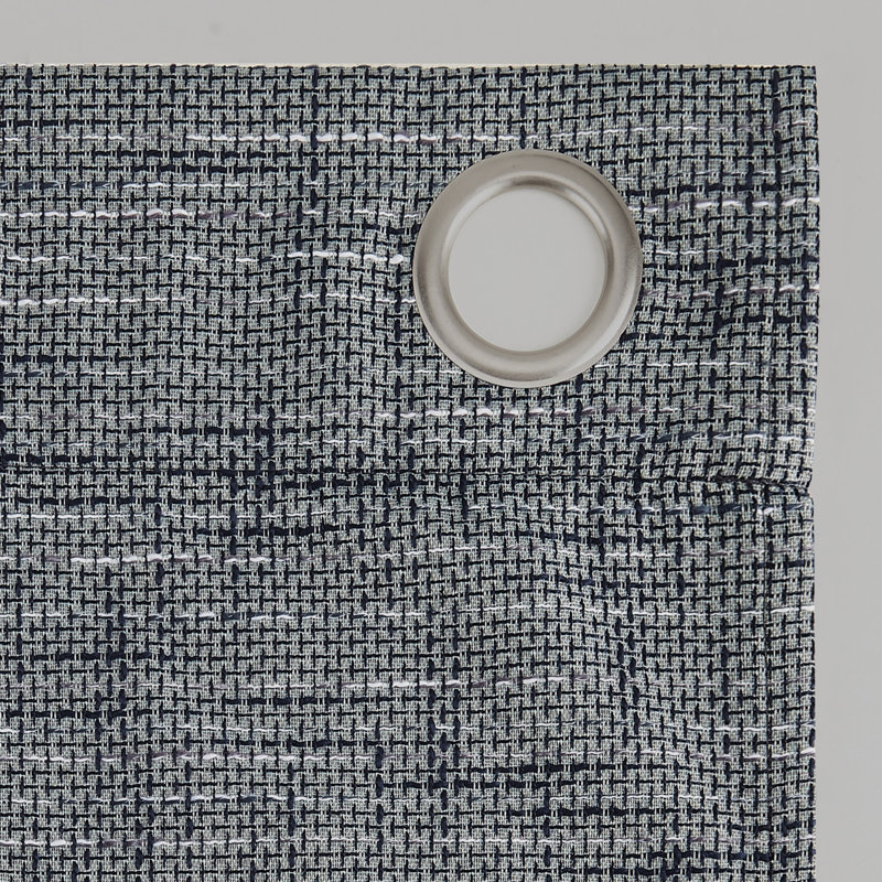 Burlap Weave Thermal Extreme 100% Blackout Grommet Curtain Panel, Blue, 52" W x 63" L