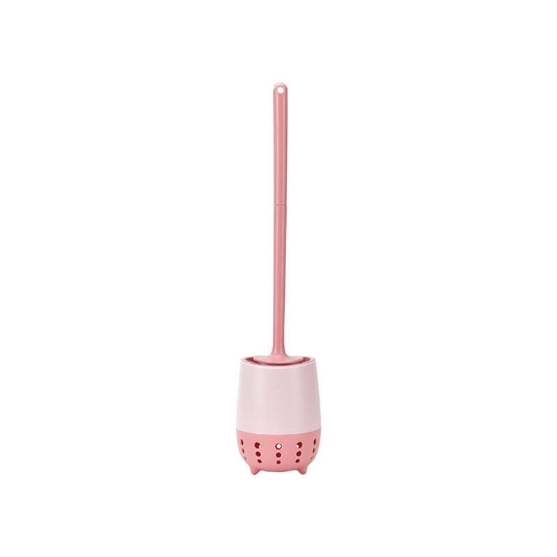 Brosse de toilette morte en coin avec poignée longue et base murale, poils doux, nettoyage pour salle de bain, rose 19,7 x 4,3 x 4,3 po