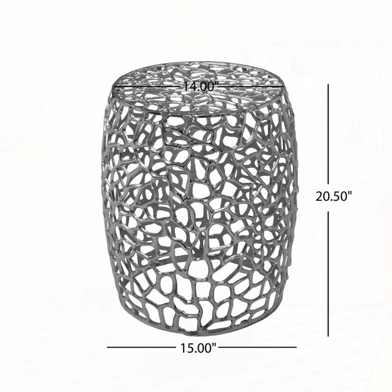 Table de bout cylindrique en aluminium, Nickel argenté