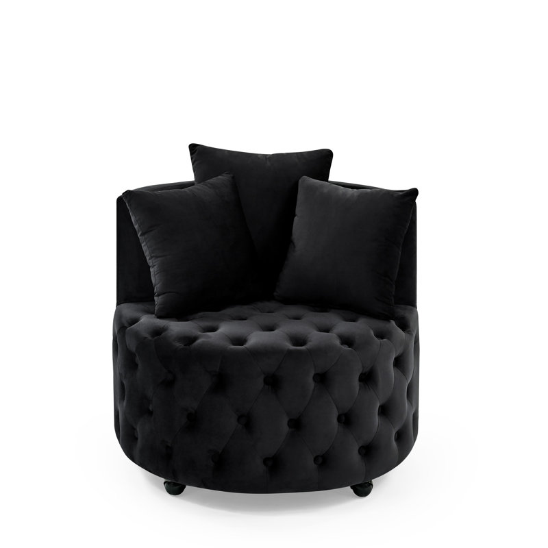 Velvet Upholstered Swivel Chair For Living Room,Accent Chair,living room chair, Black