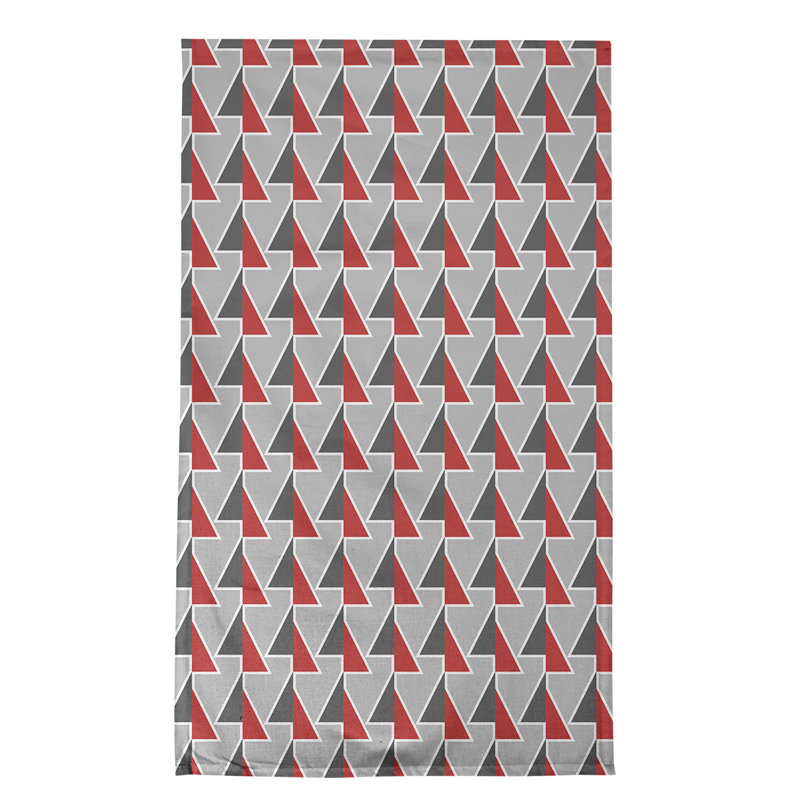 Torchon à flèches, Gris / noir / rouge, Polyester sergé