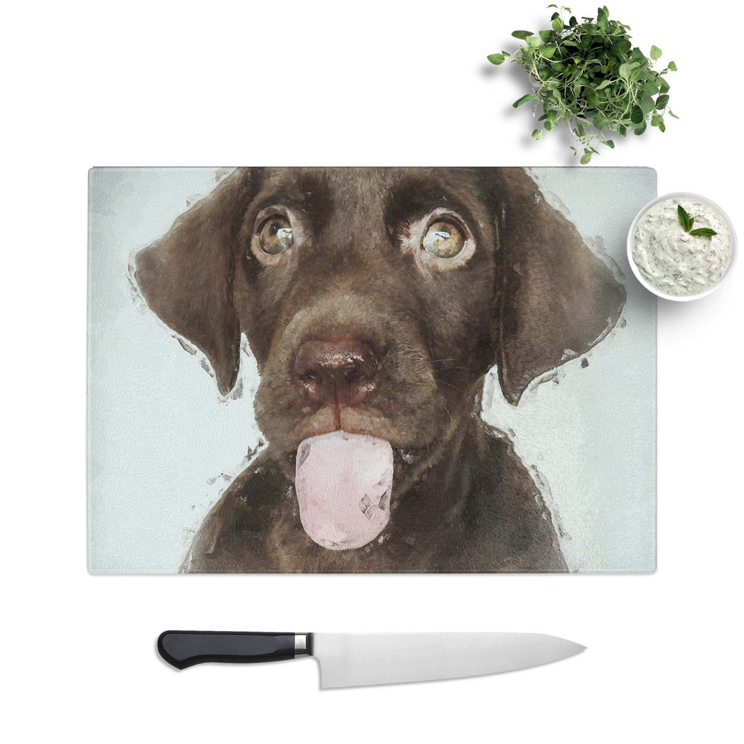 Tempered Glass Labrador Puppy Chopping Board