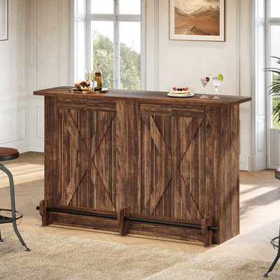 Home Bar Unit With 2-tier Shelves