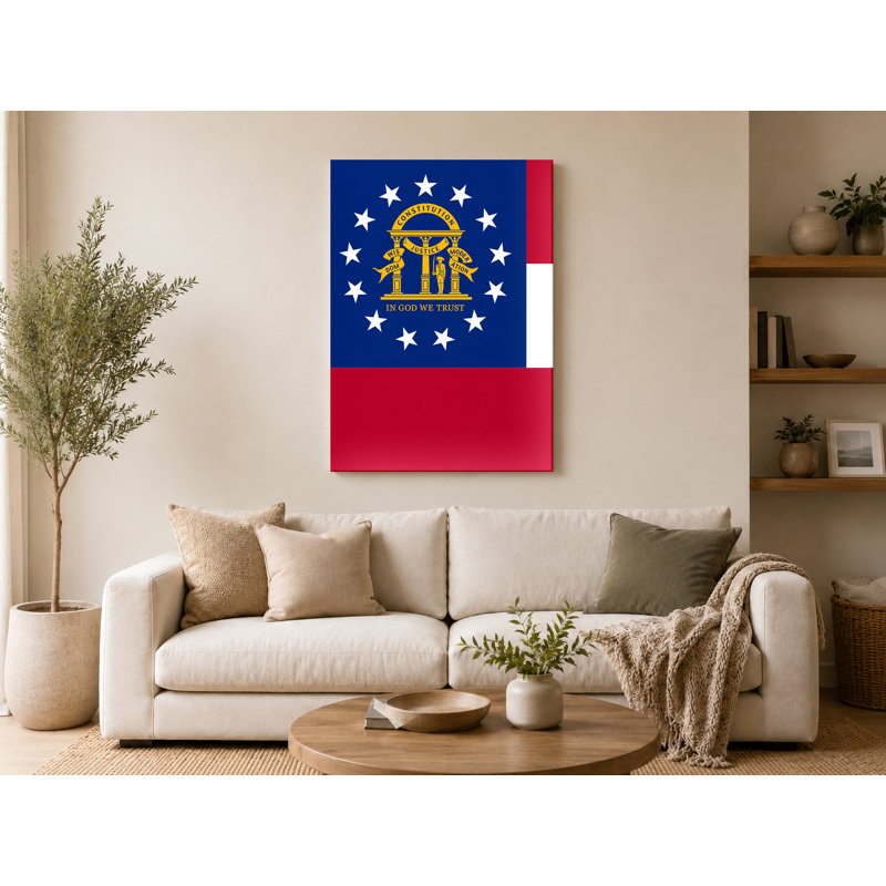 Georgia State Flag - Portrait, art mural sur toile, L 11 po x H 14 po
