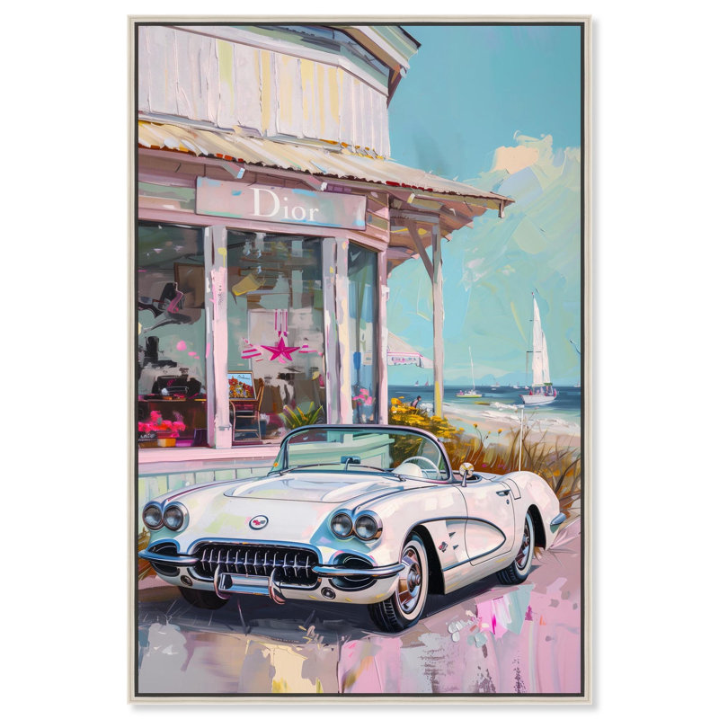 Toile Classic Beach Store par Art Remedy, Noir, H 16 po x l 11 po, Cadre flottant