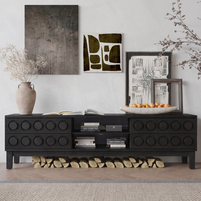 Modern Mid-Century Media Console With 4 Drawers And Cable Management, TV Console Table For Tvs Up To 75",Entertainment Center For Living Room And Offi