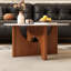 Table basse française rétro, table basse en bois de cerisier massif de 31,5 po avec plateau en pierre frittée, table basse ronde pour le salon