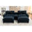 111" In Blue Chenille, Double Cushion, Charging, Cup Holders, And Large Hidden Storage American Style , With Ports, Removable Ottomans-1525937862