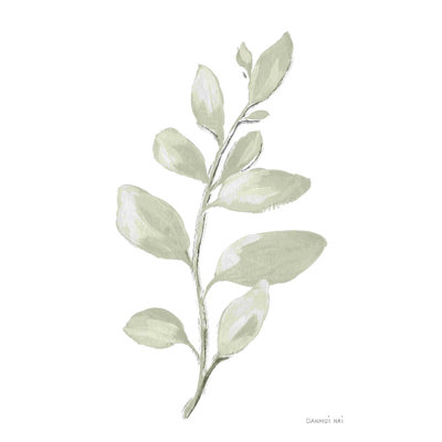 " Gray Sage Leaves I on White " Watercolor Painting