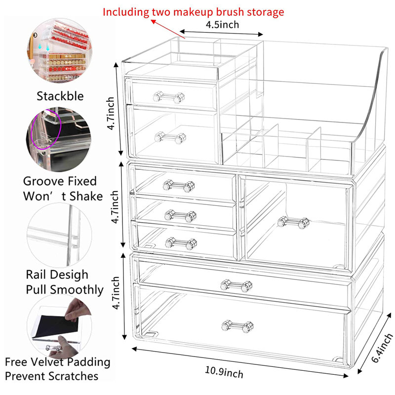 Plastic 8 Compartment Makeup Organizer