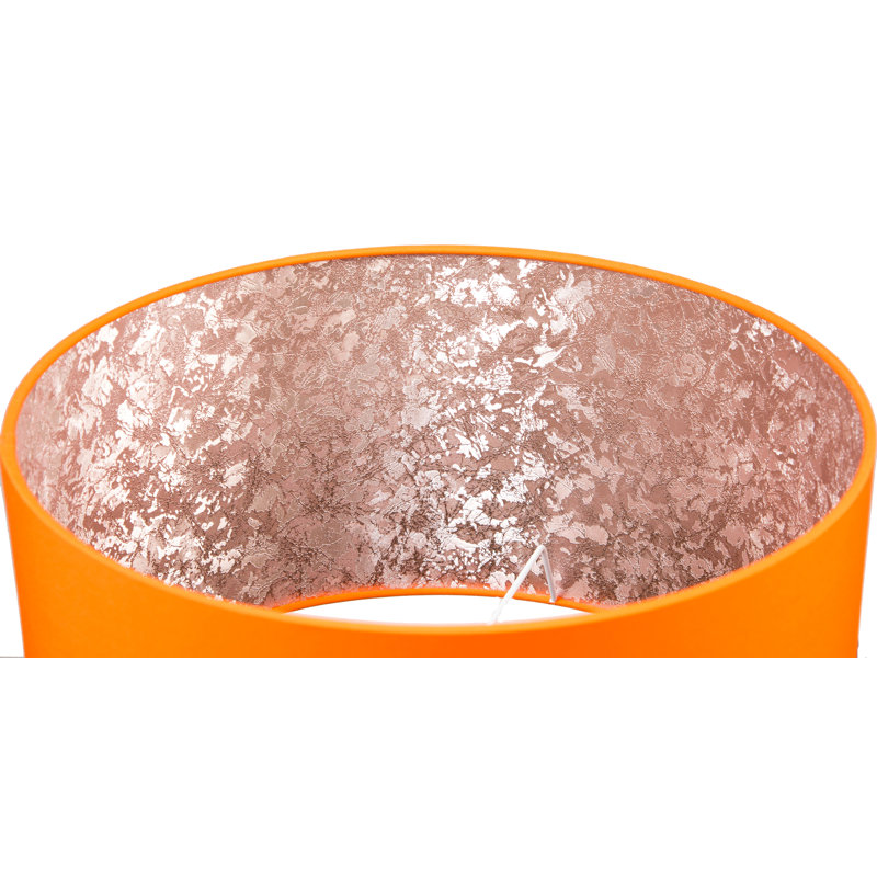 Cotton Drum Lamp Shade ( Screw On ), Tangerine Orange/Rose Gold, 23cm H x 40cm W x 40cm D