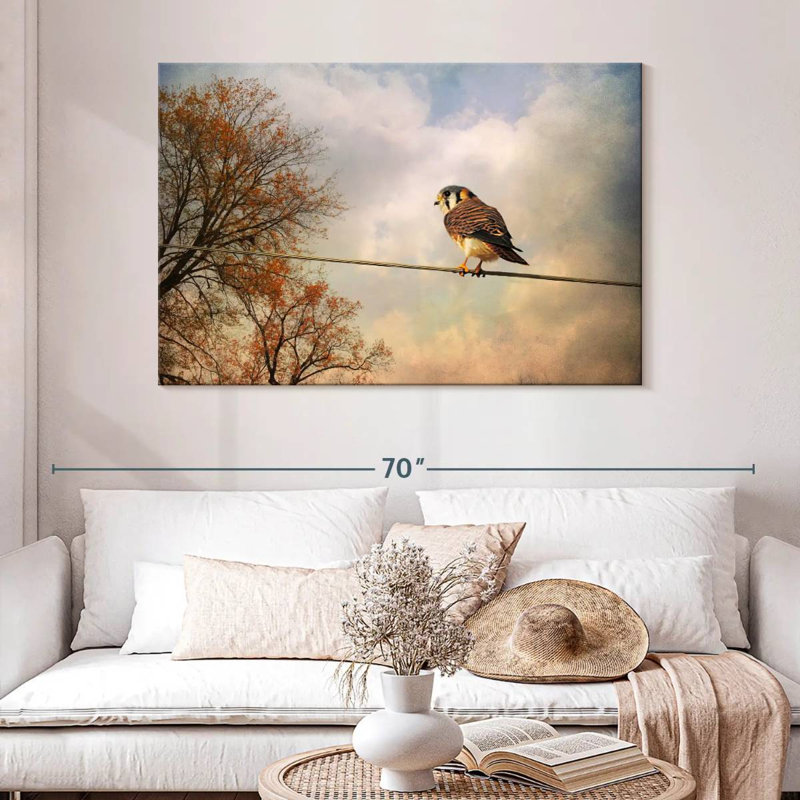 Brampt American Kestrel In Autumn, 32" H x 48" W