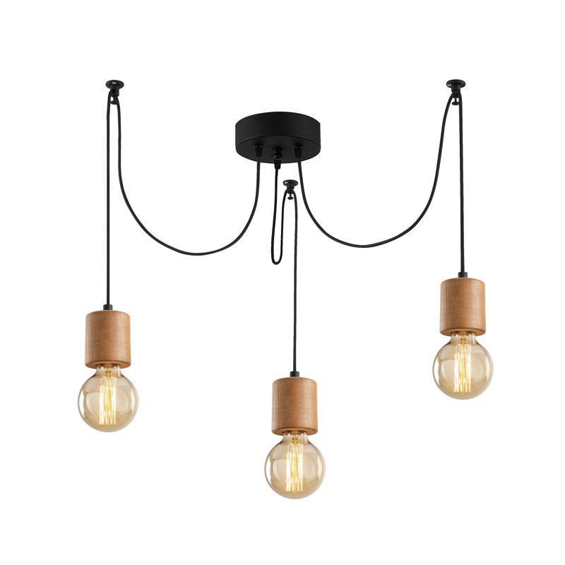 Luminaire suspendu grappe 3 lumières Heng, Noir, H 3,15 po x l 38,58 po x P 38,58 po
