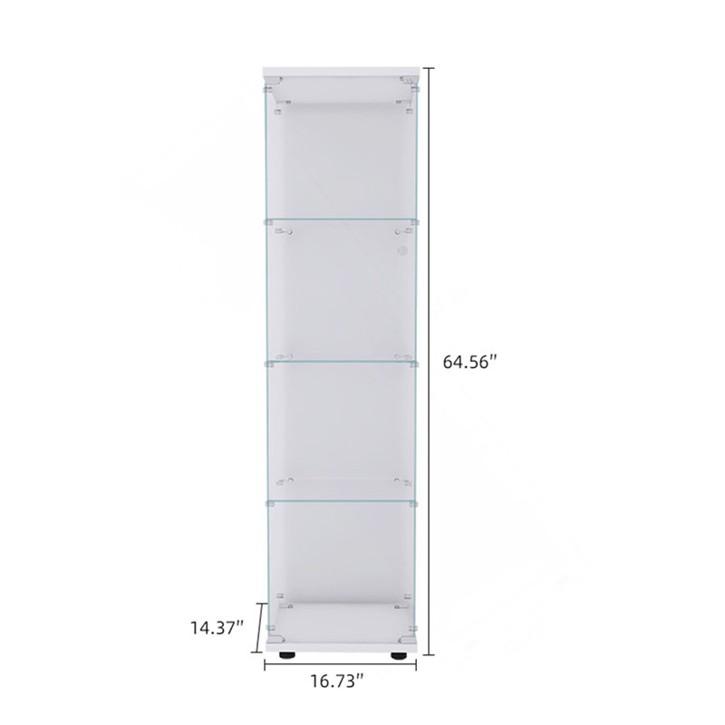Vitrine en verre avec 4 portes et 4 tablettes, Blanc