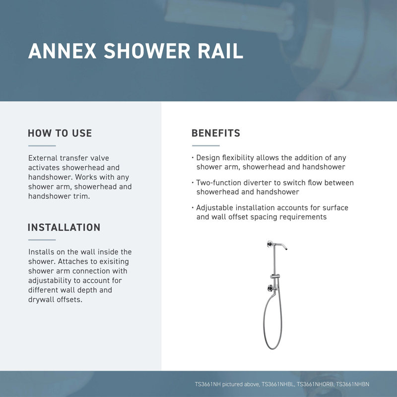 Moen Annex Rail Slide Bar Shower Pipe, Chrome