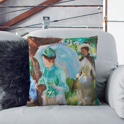 Two Girls With Parasols Square Throw Cushion