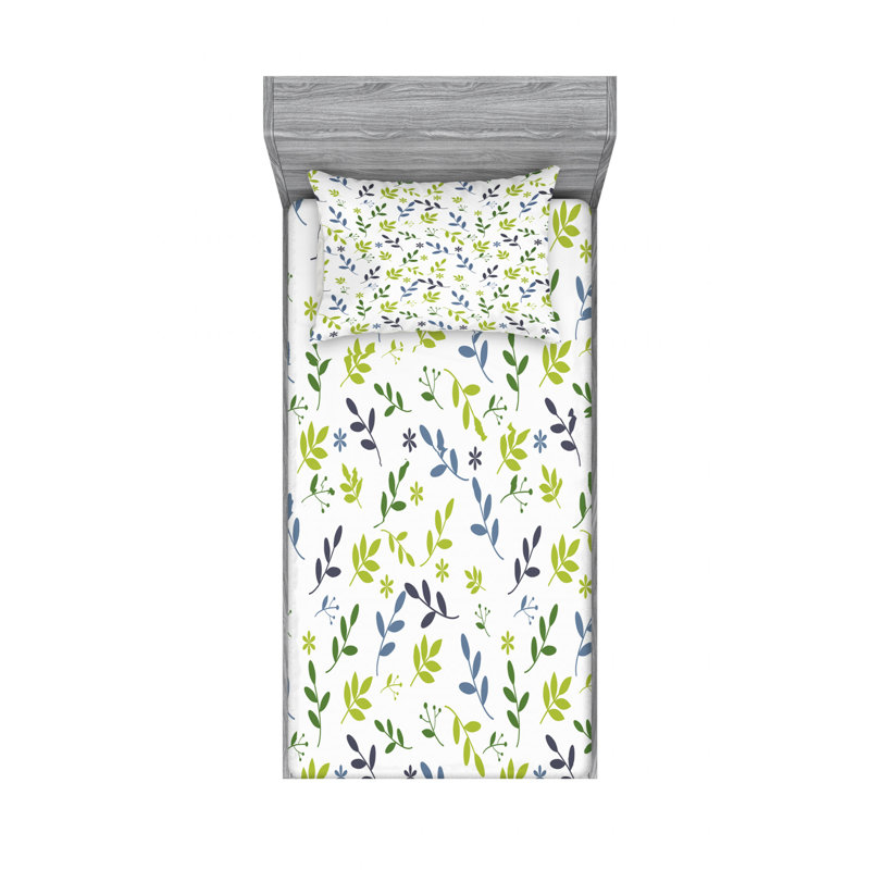 Twin White Microfiber Floral Print Kids Sheet Set