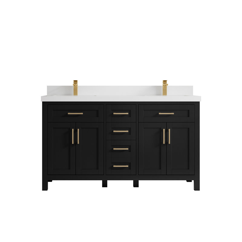 Ensemble de meuble-lavabo double 60 po, Blanc