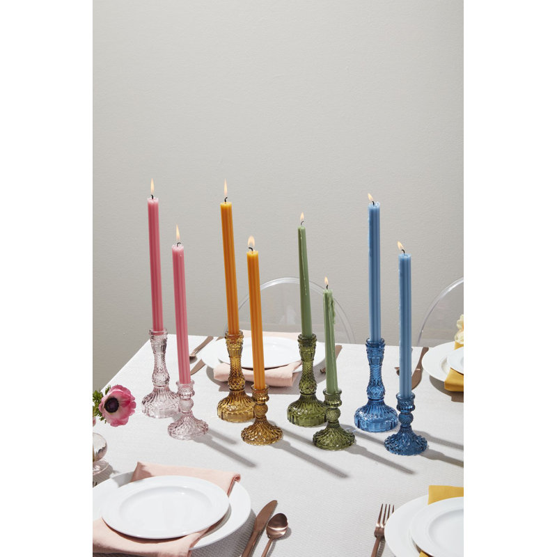Bougeoir de table en verre Eliana Samira, Vert