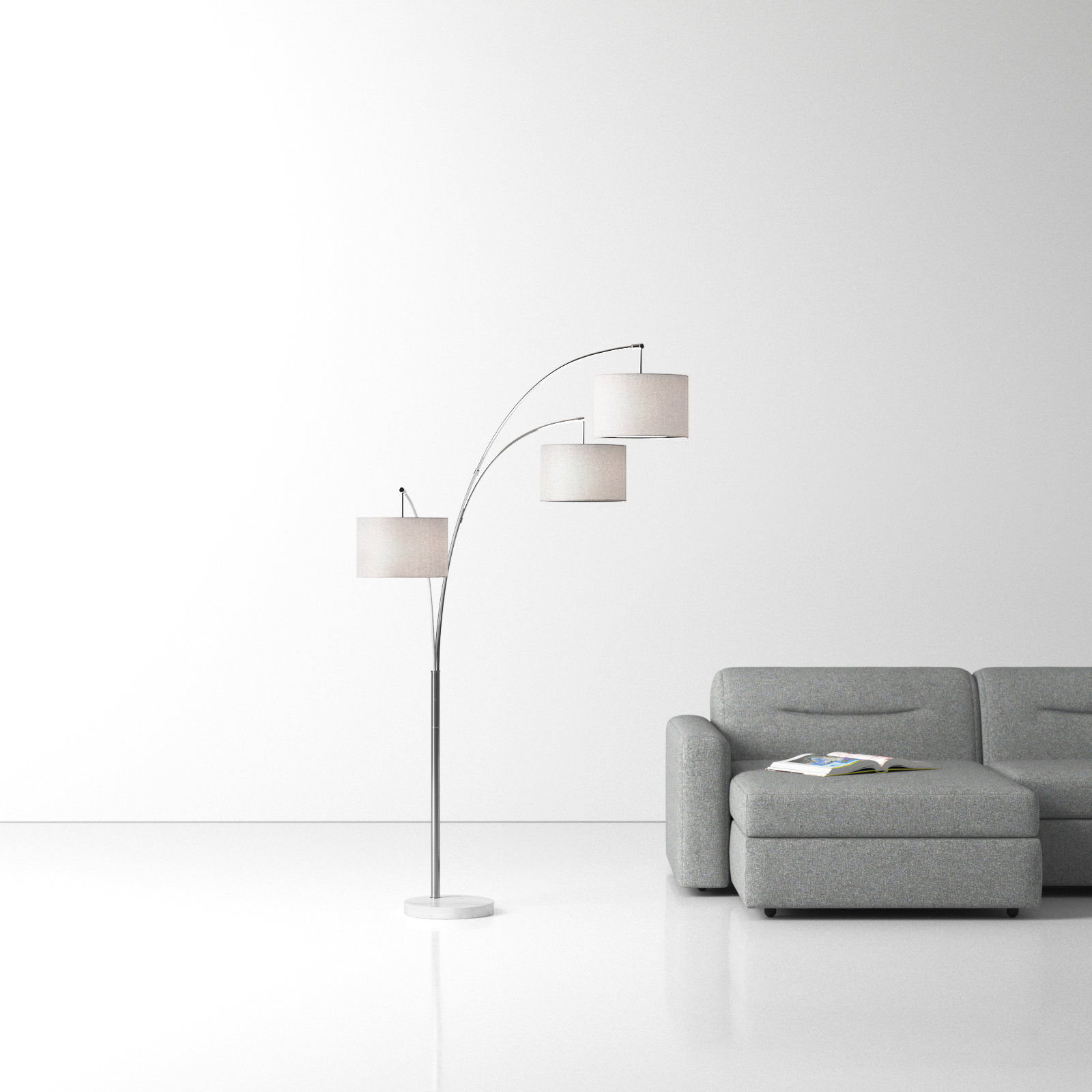 Felice 74'' Floor Lamp, Gray, Brushed Steel