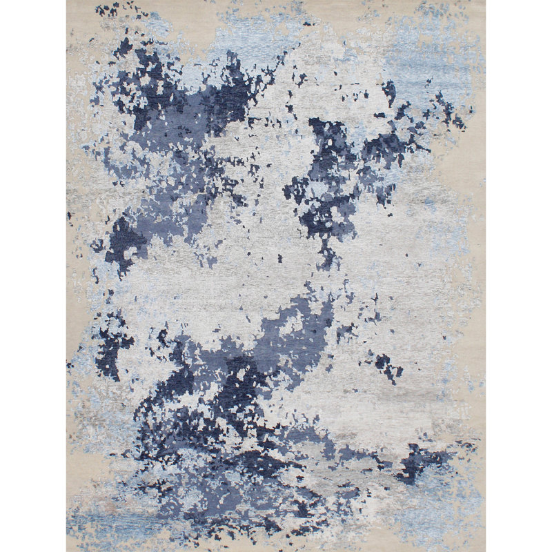 Area Rug in Silver/Blue, Rectangle 10' x 14'