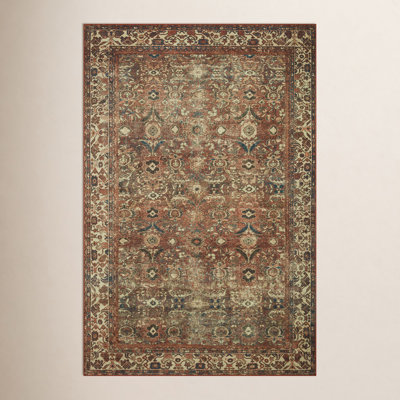 Magnolia Home By Joanna Gaines X Loloi Banks Machine Washable Brick / Ivory Area Rug